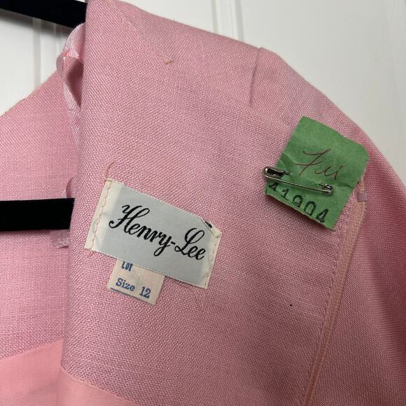 Vintage 60s Henry Lee Pink Lace Shift Dress M/L Bow Detail Designer Mod Costume - Picture 4 of 11
